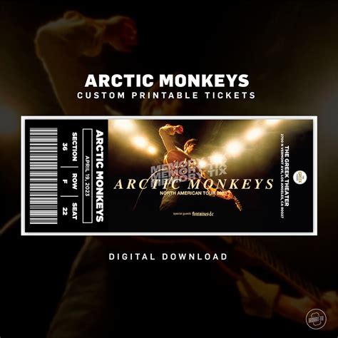 Customized Arctic Monkeys Ticket, Personalized Concert Tickets, Downloadable Event Tickets ...