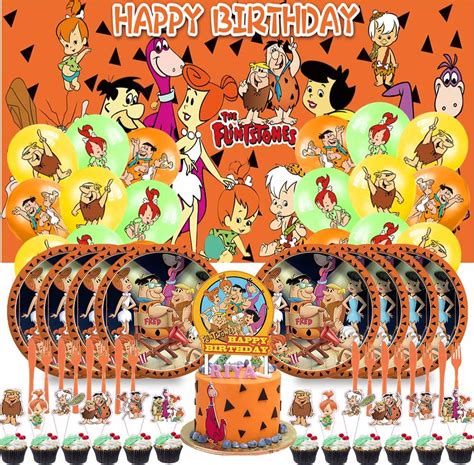 Buy Flintstones Party Supplies Plates Decorations Birthday Cake Topper ...