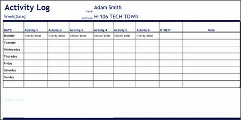 Daily Activity Log Template Excel Luxury 7 Daily Work Log Template In Ms Excel Sampletemplatess ...