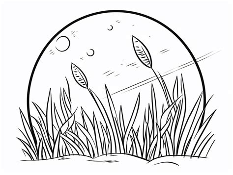 Grass Drawing To Color, Easy For Children - Coloring Page