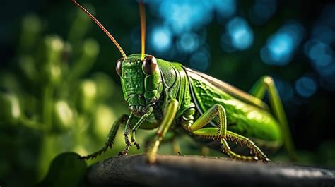 Premium Photo | Green locust on Leaf Beautiful locust high contrast