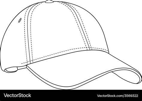 Baseball cap outline Royalty Free Vector Image