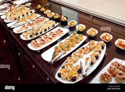 Buffet meal at a hotel, continental breakfast Stock Photo - Alamy