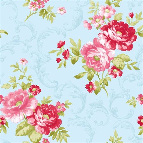 🔥 Download Blue Pink Rose Shabby Chic Floral Colemans Wallpaper by ...