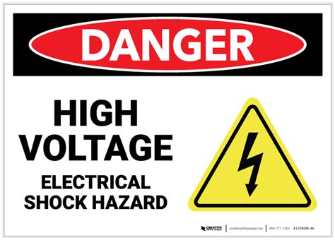 Danger: High Voltage Electrical Shock Hazard with Hazard Icon - Label