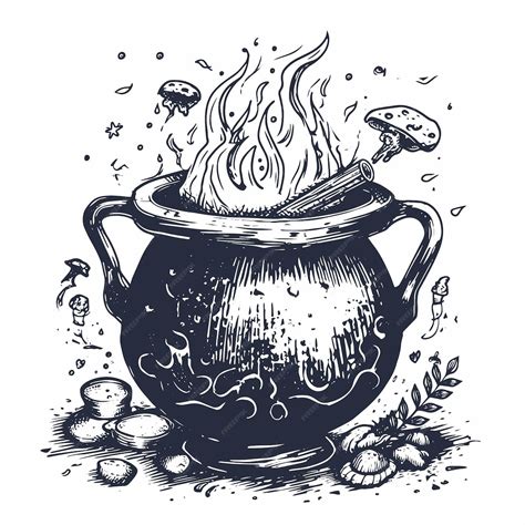 Premium Vector | Magic cauldron doodle sketch hand drawn wiccan design ...