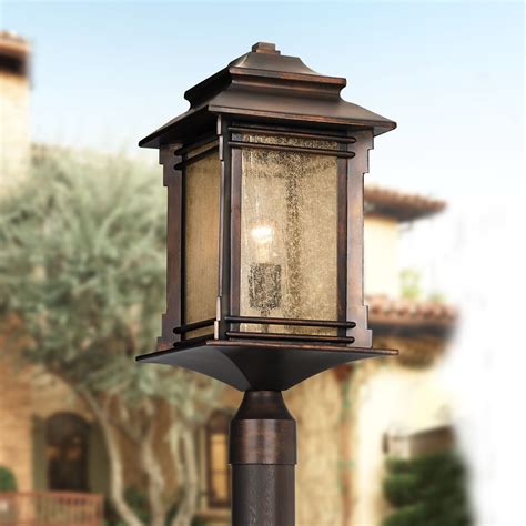 Franklin Iron Works Rustic Outdoor Post Light Walnut Bronze Vintage 21 ...