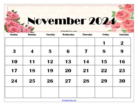 November 2024 Calendar Free Printable Pdf With Holidays - Lexie Opalina