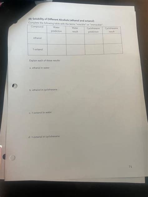 Solved O (B) Solubility of Different Alcohols (ethanol and | Chegg.com