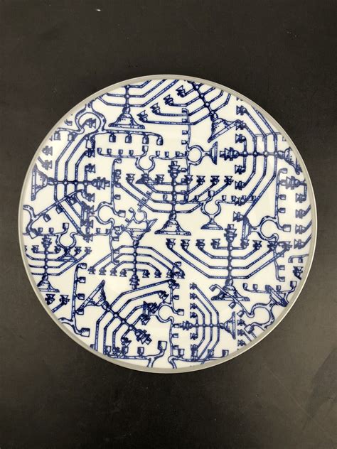 WILLIAMS SONOMA Blue White Menorah HANUKKAH Salad Plate 8.25" | eBay