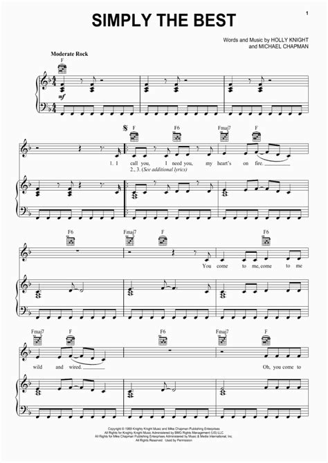 Simply The Best Piano Sheet Music | OnlinePianist