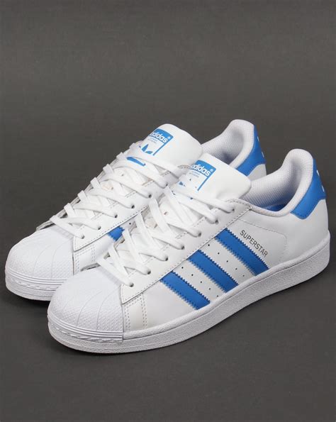 Adidas Superstar Trainers White/Ray Blue,originals,,shell,toe,80s