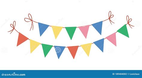 Vector Triangle Birthday Flags for Holidays Decoration. Cute Funny ...