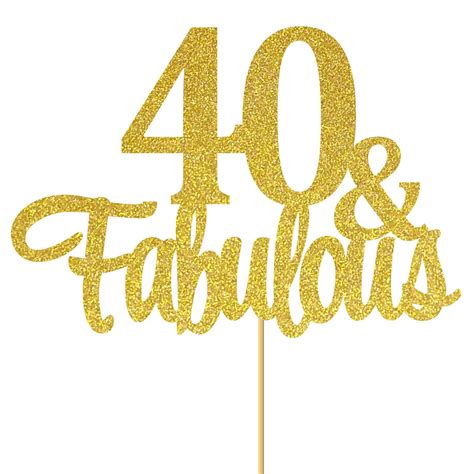 Buy SVM CRAFT® Gold Glitter 40 Fabulous Cake Topper - 40 Anniversary ...