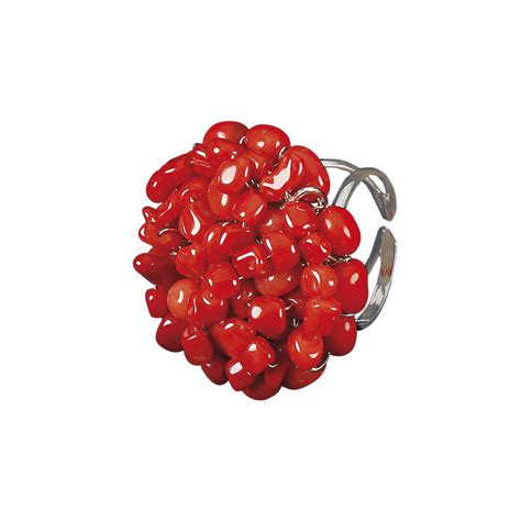 Adjustable "Fantasy" line ring in red coral | Antonino De Simone