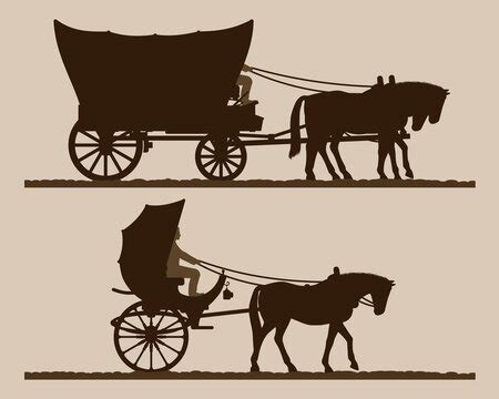 Horse And Covered Wagon Clipart Silhouette