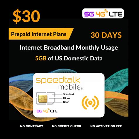 $30 A Month Data Only Plan - 5GB SIM Card for Broadband Devices, MiFi ...