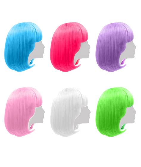 Amazon.com: Colored Wigs 6 Pack, Short Bob Hair Wigs Neon Colorful ...