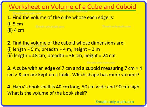 surface area of a cuboid worksheet with answers