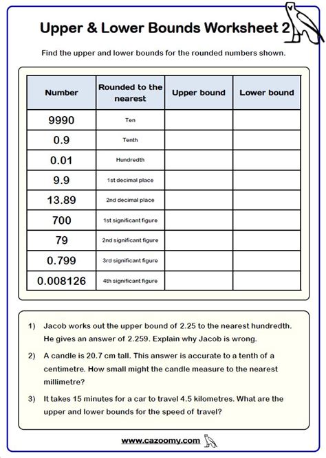 Upper and Lower Bounds Maths Worksheet | Math examples, Worksheets, Math worksheet