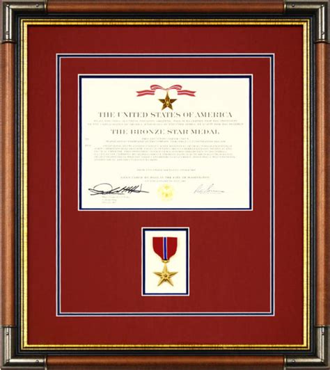 Bronze Star Medal With Award Document - Vertical Design - Framed Guidons*