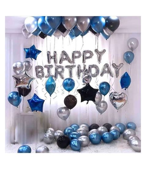 Buy Happy Birthday Letter Foil Balloon Set of Silver + Pack of 30 HD ...