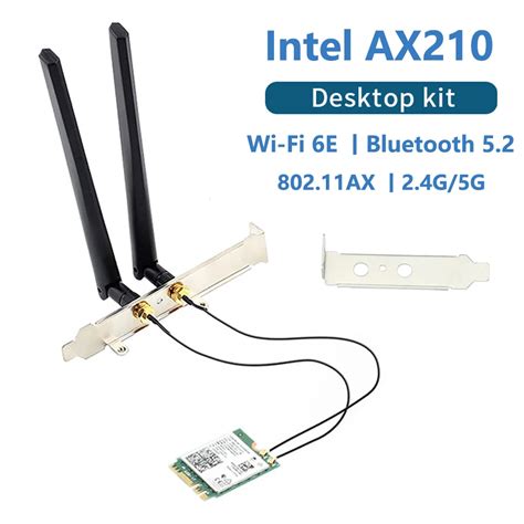 3000Mbps Intel AX210 Wi-Fi 6E M.2 Desktop Kit 2.4G 5G 6Ghz Bluetooth 5.2 802.11ax/ac AX210NGW ...