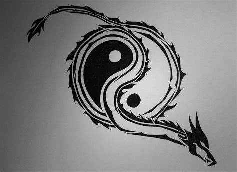 Tribal Yin Yang Dragon by ~Nothing4Free on deviantART - Similar to what my husband wants Tatoo ...