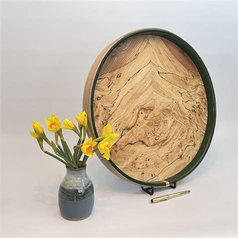 Large Round Ottoman Tray - Spalted/Green - DAMA Designs