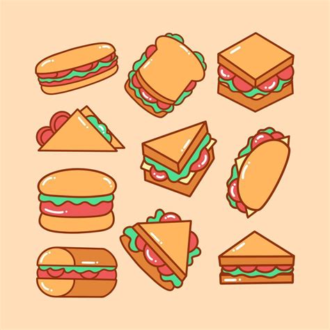 Sandwich Doodle Illustration Pack 8384800 Vector Art at Vecteezy