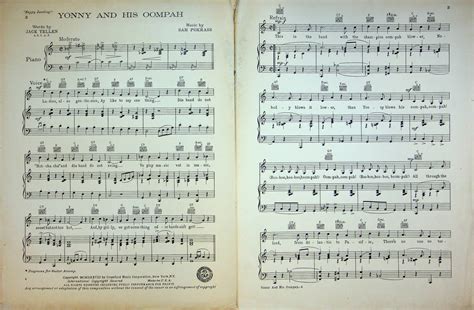 Yonny and His Oompah Sheet Music Sam Pokrass Vocal Piano 1938 Happy La — HKResale