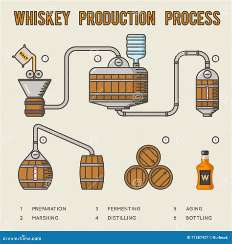 Whiskey Production Process. Distillation And Aging Whisky Infographics ...