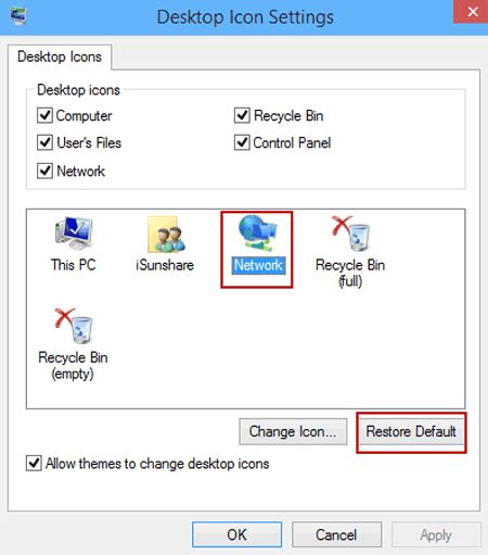 Restore Desktop Icons in Windows 10