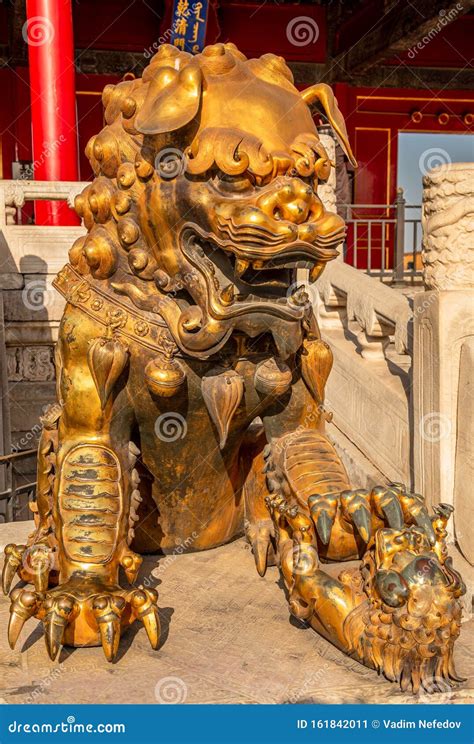 Shishi, Chinese Guardian Lion Statue Details Royalty-Free Stock ...