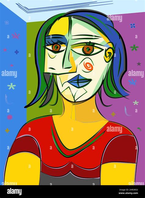 abstract drawing, woman head in cubist art style Stock Vector Image & Art - Alamy