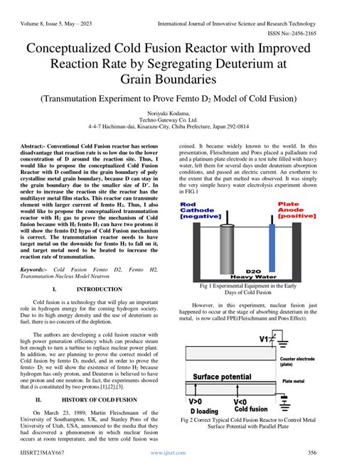 (PDF) Conceptualized Cold Fusion Reactor with Improved Reaction Rate by ...