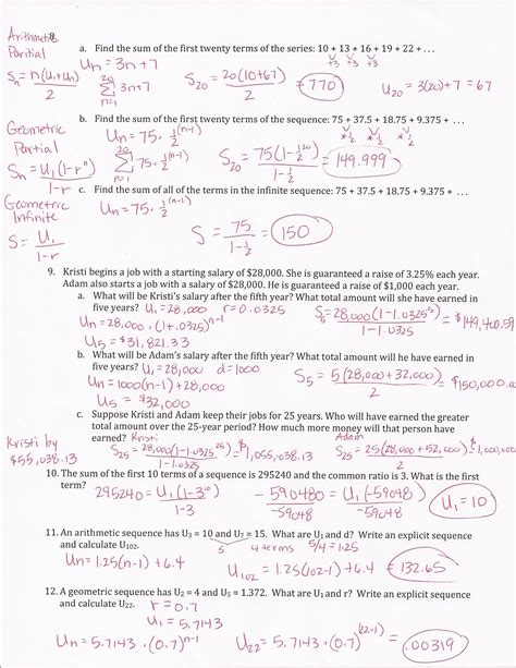 Geometric and Arithmetic Sequence Worksheet Arithmetic Series Worksheet with Answers Pdf ...