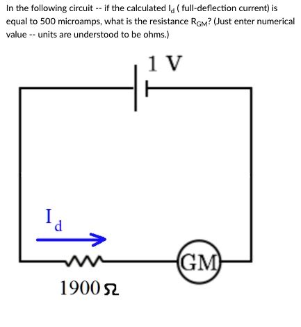 SOLVED: In the following circuit, the calculated Ia (full-deflection current) is equal to 500 ...