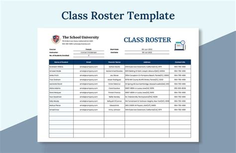 Class Roster Template in Excel, Google Sheets - Download | Template.net