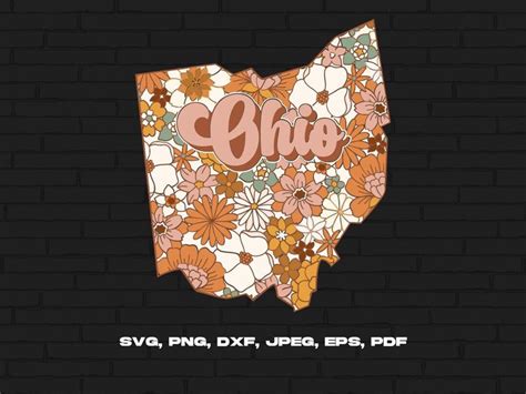 Ohio State Svg Png, Ohio Map Svg, Retro Ohio Flower Svg Cricut Cut File Silhouette Sublimation ...