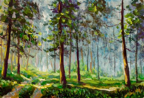 ArtStation - Original acrylic painting Walk in the sunny forest ...