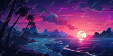 Premium AI Image | aesthetic synthwave background