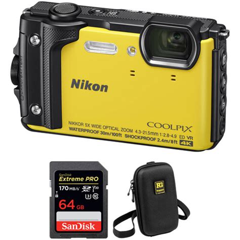 Nikon COOLPIX W300 Digital Camera with Accessory Kit (Yellow)