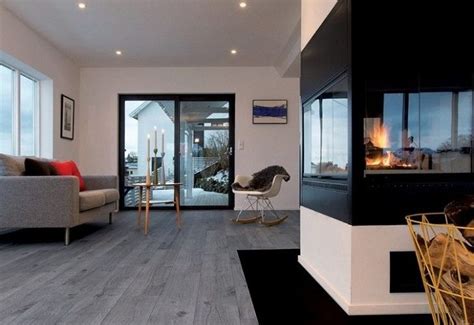 Grey hardwood floors in interior design and cool color combinations