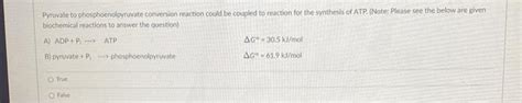 Solved Pyruvate to phosphoenolpyruvate conversion reaction | Chegg.com