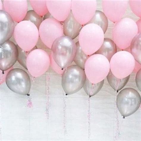 50pcs Pink/Silver Mix Metallic Balloons (25pcs of pink and 25pcs of ...