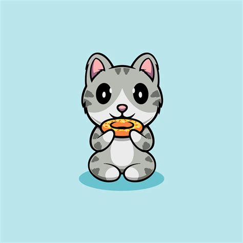 Cute Cat Eating Donut Illustration by Cubbone on Dribbble