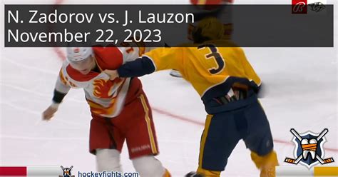 Nikita Zadorov vs. Jeremy Lauzon, November 22, 2023 - Calgary Flames vs. Nashville Predators ...