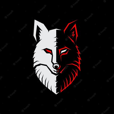 Premium Vector | Wolf is divided into two color white and red gaming ...