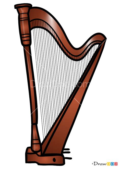 How to Draw Harp, Musical Instruments